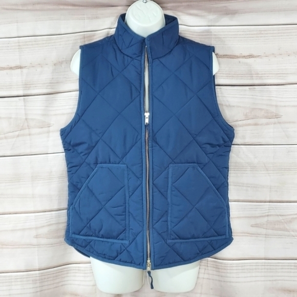 JCrew quilted puffer mercantile vest full zip front pockets navy blue M - Picture 6 of 11